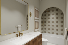 Modern Bathroom with Arched Detail – Fields Avenue Bungalow