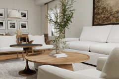 Neutral Living Room with Layered Textures – Fields Avenue Bungalow