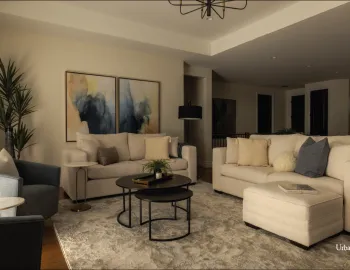 Timeless Living Room with Layered Neutrals & Art Timeless Living Room with Layered Neutrals & Art
