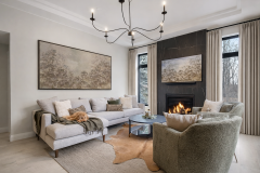 Warm Modern Living Room with Fireplace and Neutral Sectional | The Quiet Modern