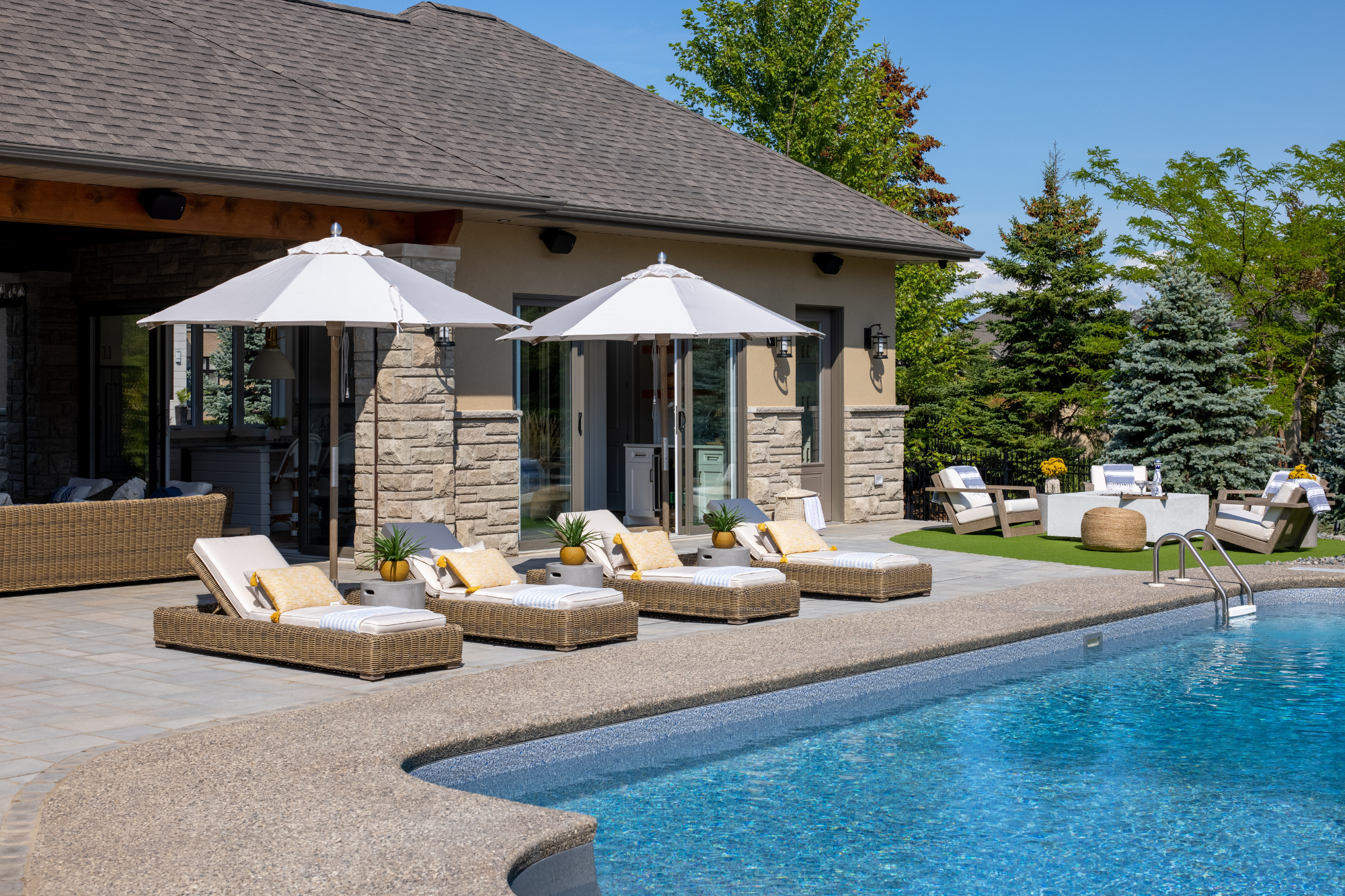 after image of chic pool house